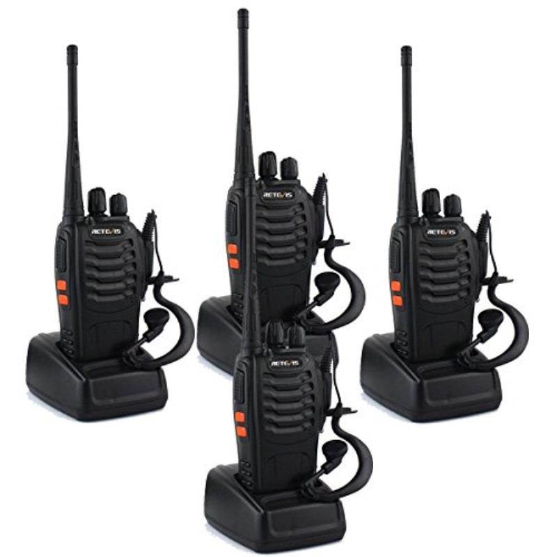 Retevis H-777 Walkie Talkies UHF 400-470MHz 16CH Flashlight 2 Way Radio with Earpiece(4 Pack)