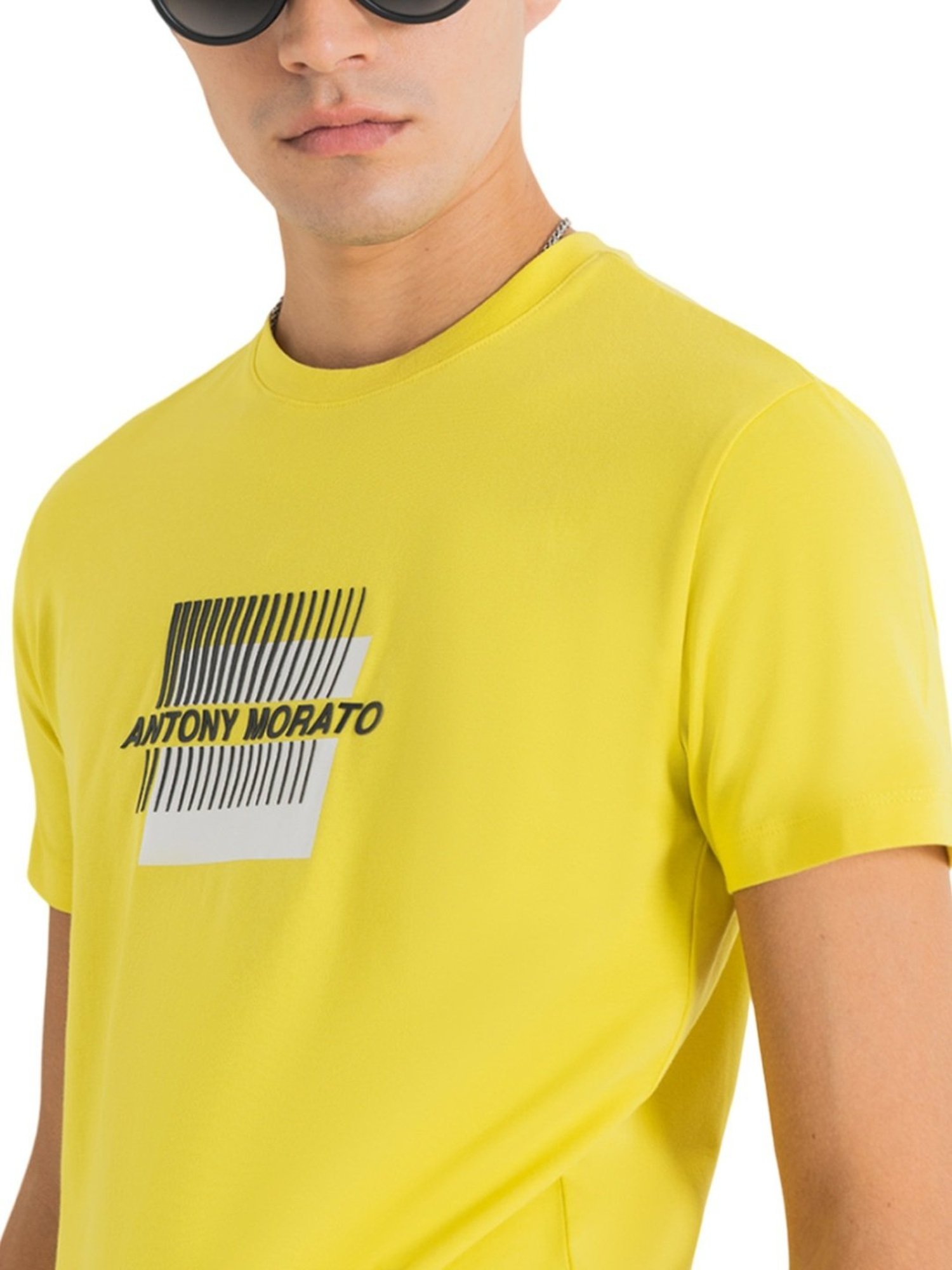 Antony Morato Yellow Slim Fit Printed T-Shirt