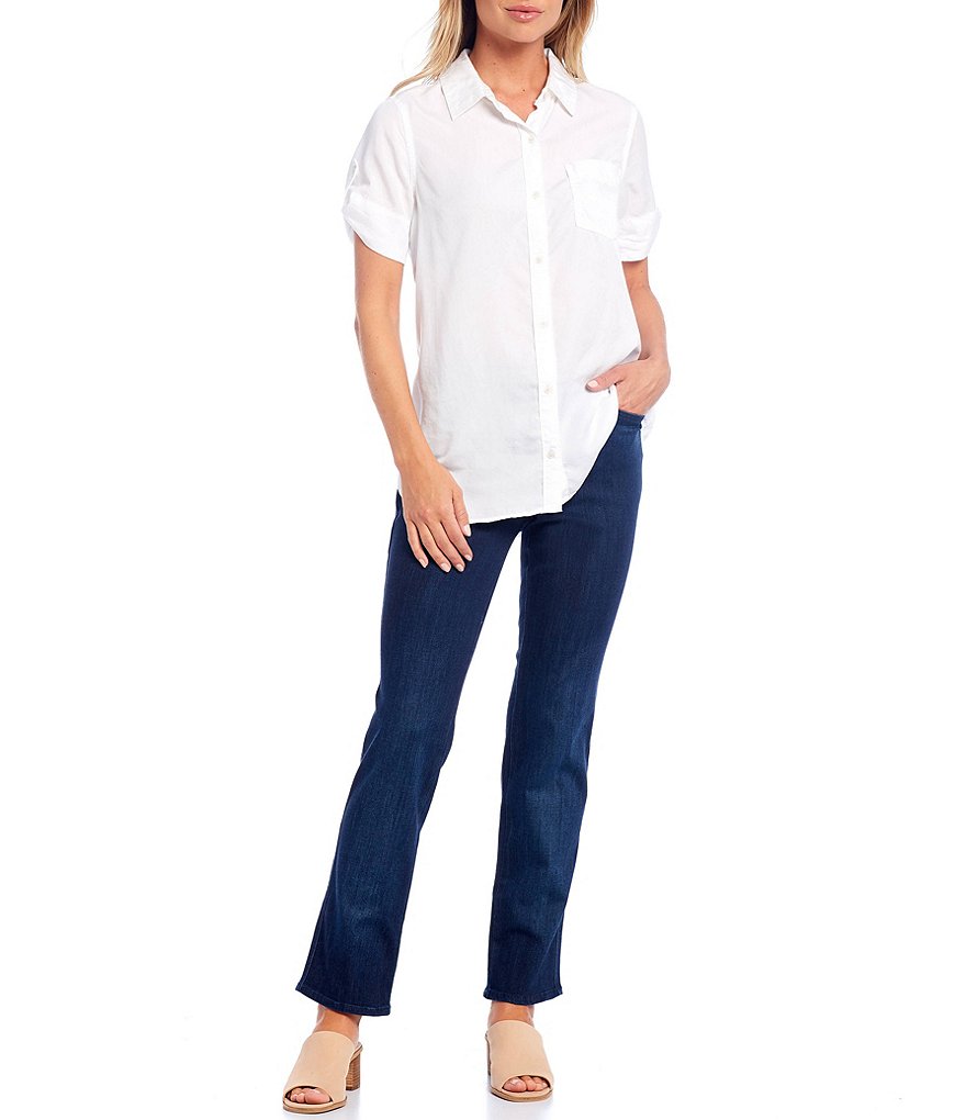 Intro Petite Size Adrian Tummy Control Straight Leg Pull-On Denim Pants