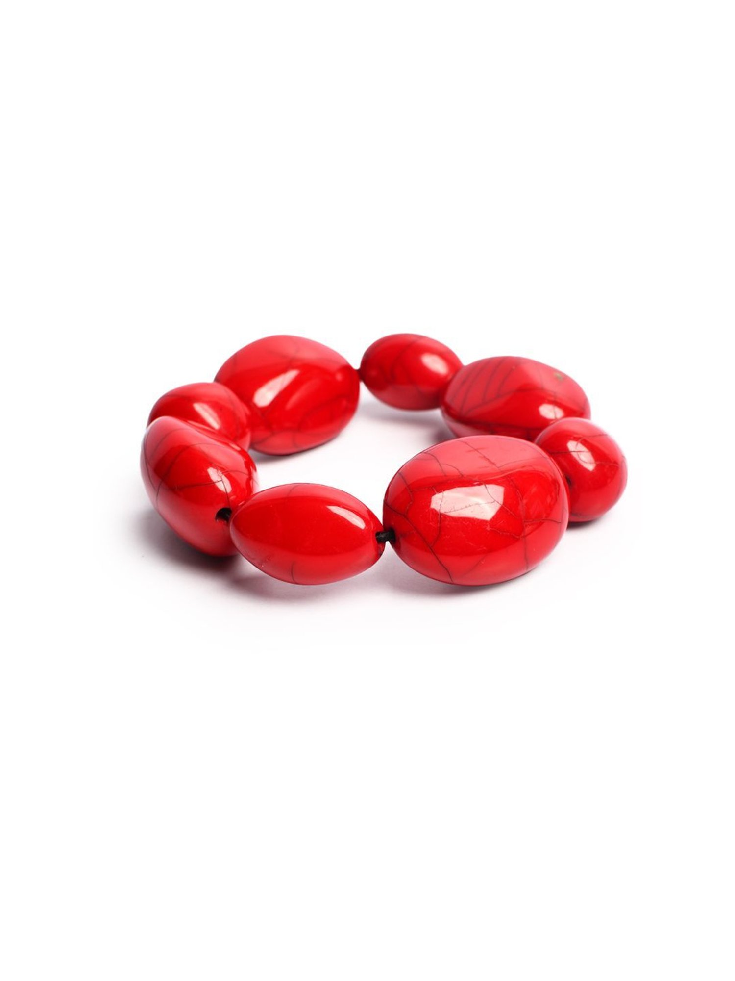 IMLI STREET Red Artificial Stone Stretchable Bracelet for Women