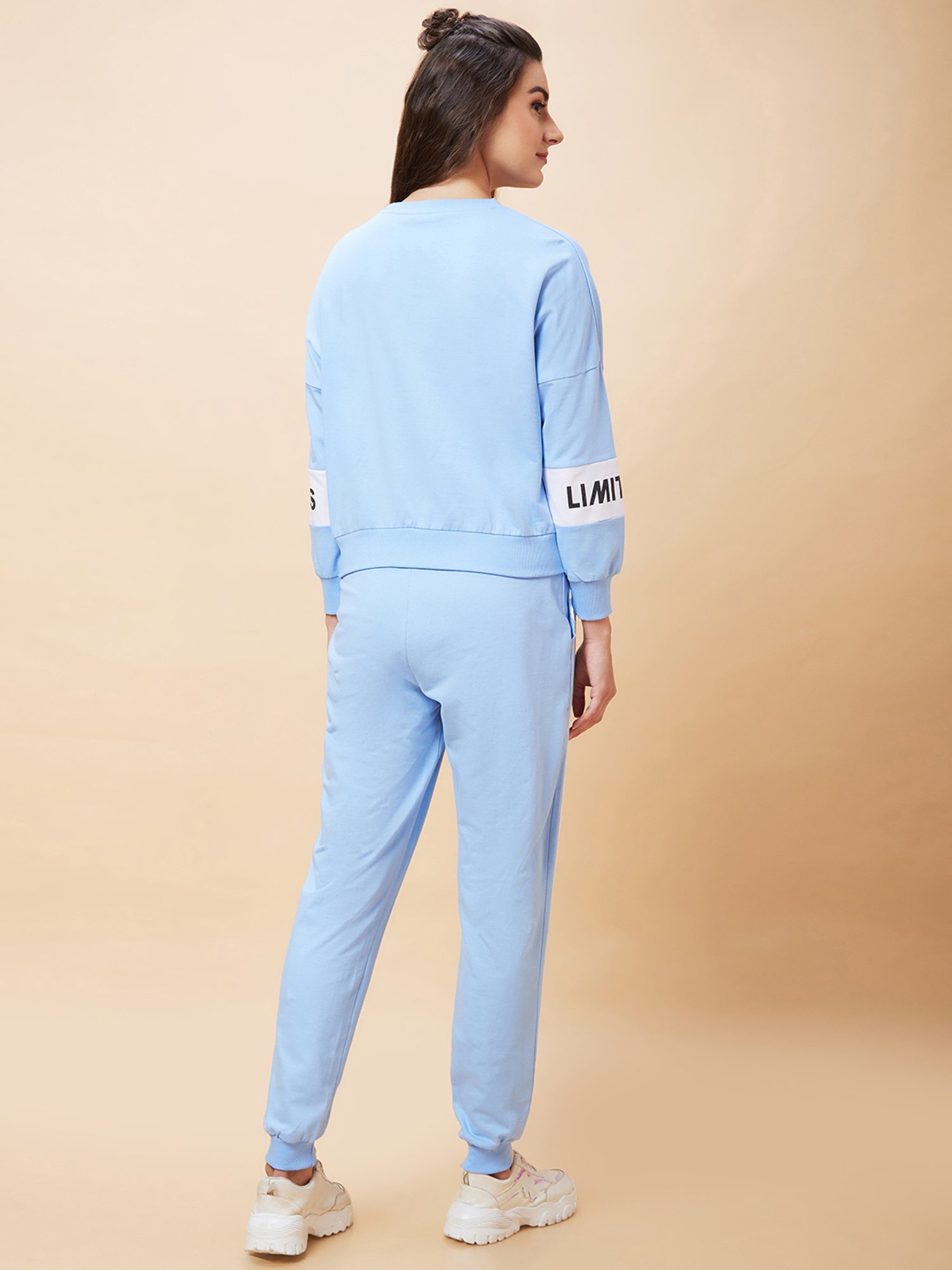 Globus Blue Cotton Graphic Print Sweatshirt With Joggers