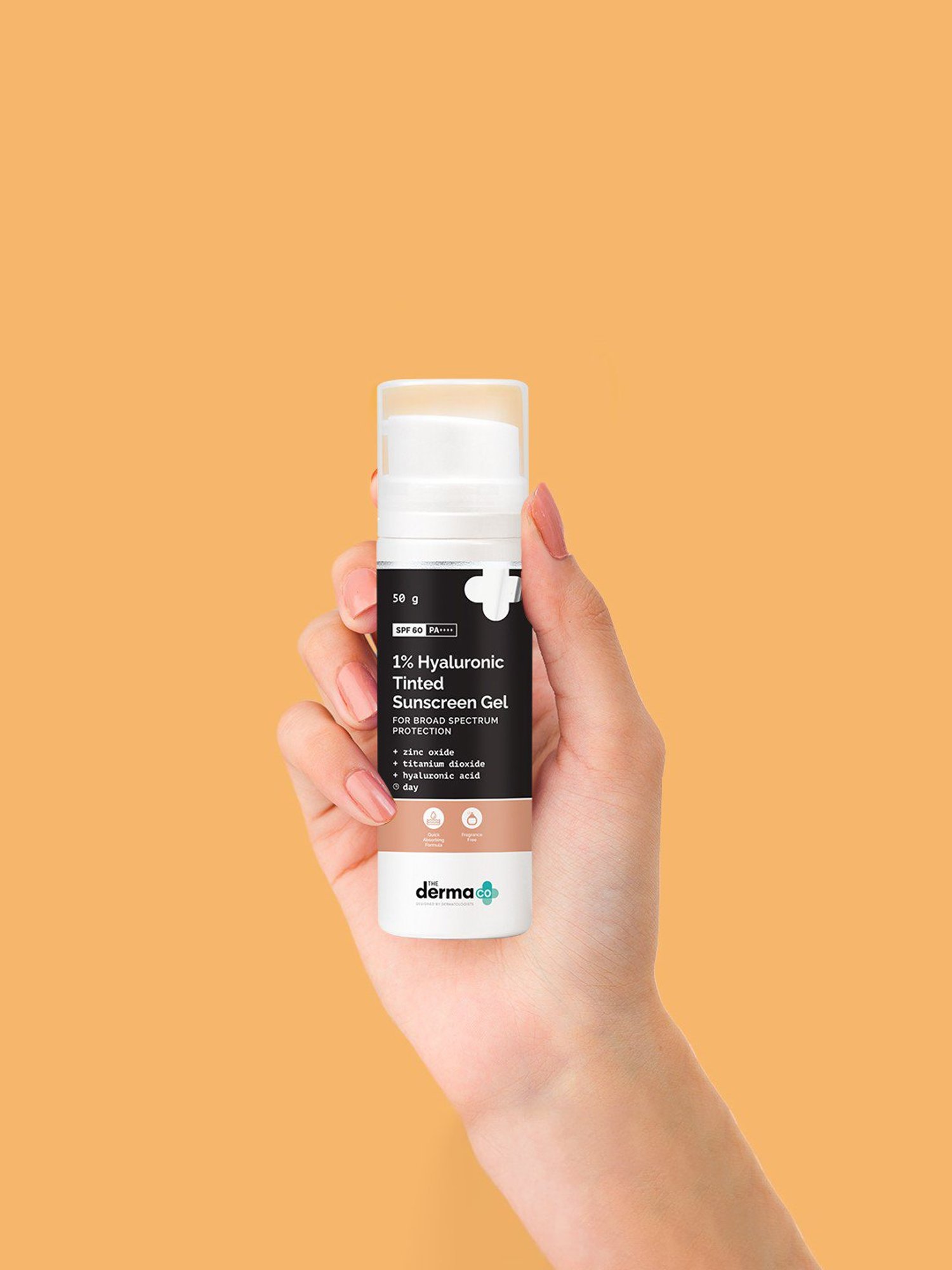 The Derma Co 1% Hyaluronic Tinted Sunscreen Gel with SPF 50 PA++++ - 50 gm