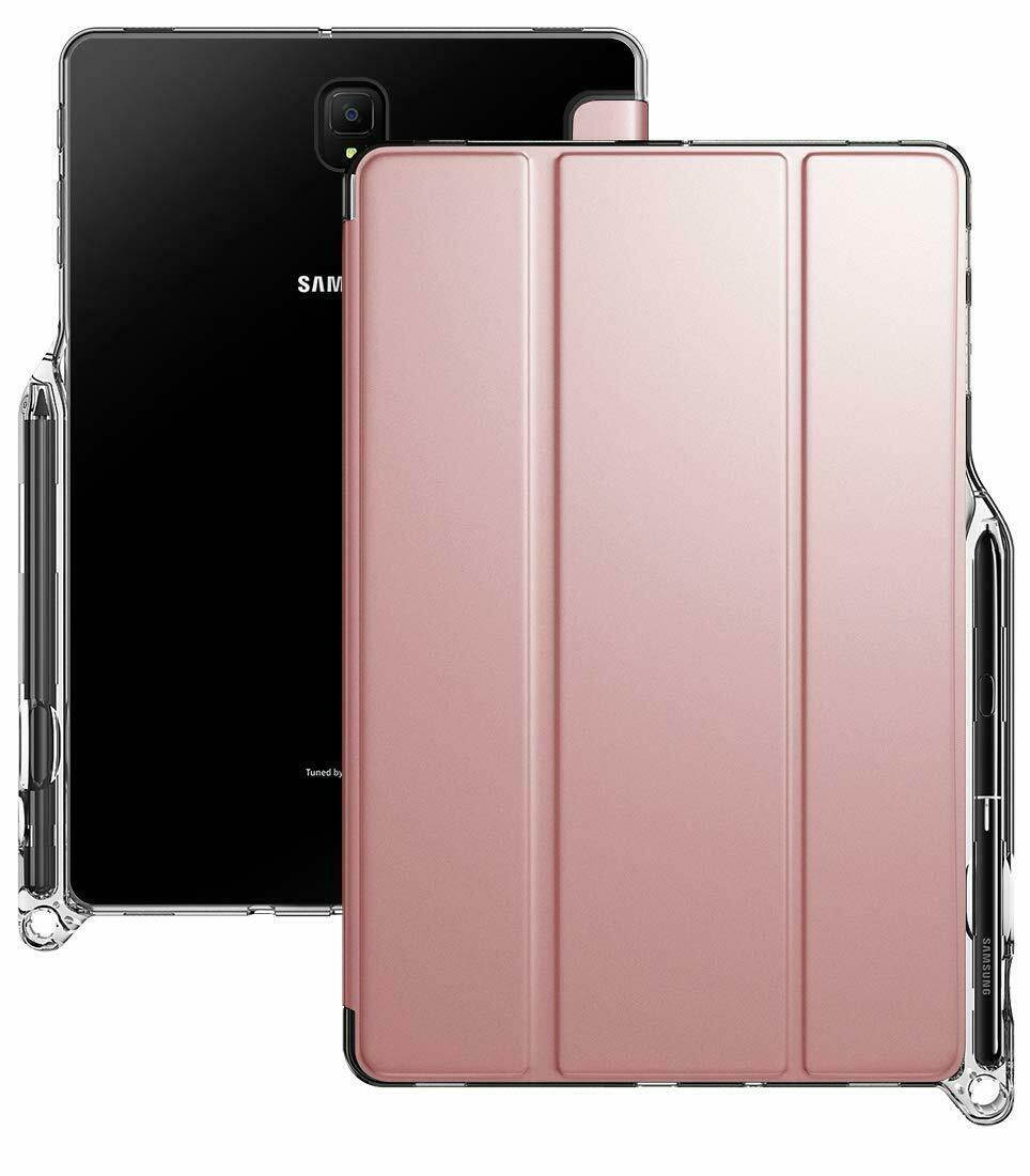 Galaxy Tab S4 10.5 Tablet Case,Poetic Tri-fold Leather Flip Cover Rose Gold