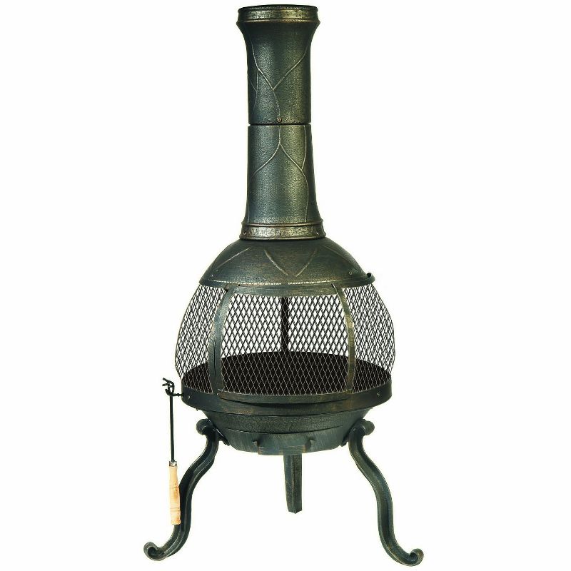 Kay Home Products 30199 Sonora Outdoor Wood Burning Cast Iron Metal Chimenea Fireplace Fire Pit