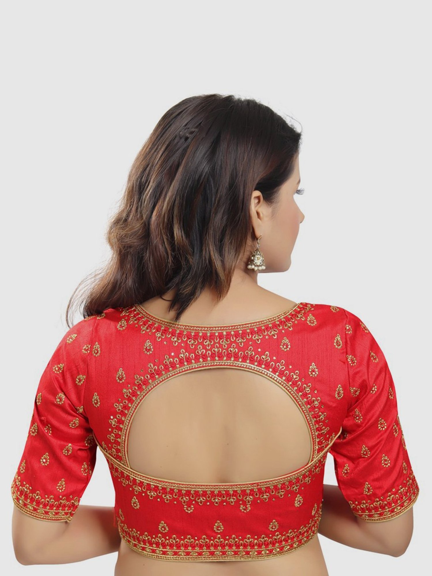 Salwar Studio Red Embroidered Readymade Blouse