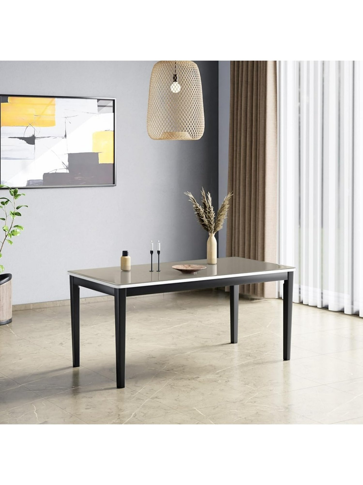 Godrej Interio Wonder Brown Metal 6 Seater Rectangular Dining Table