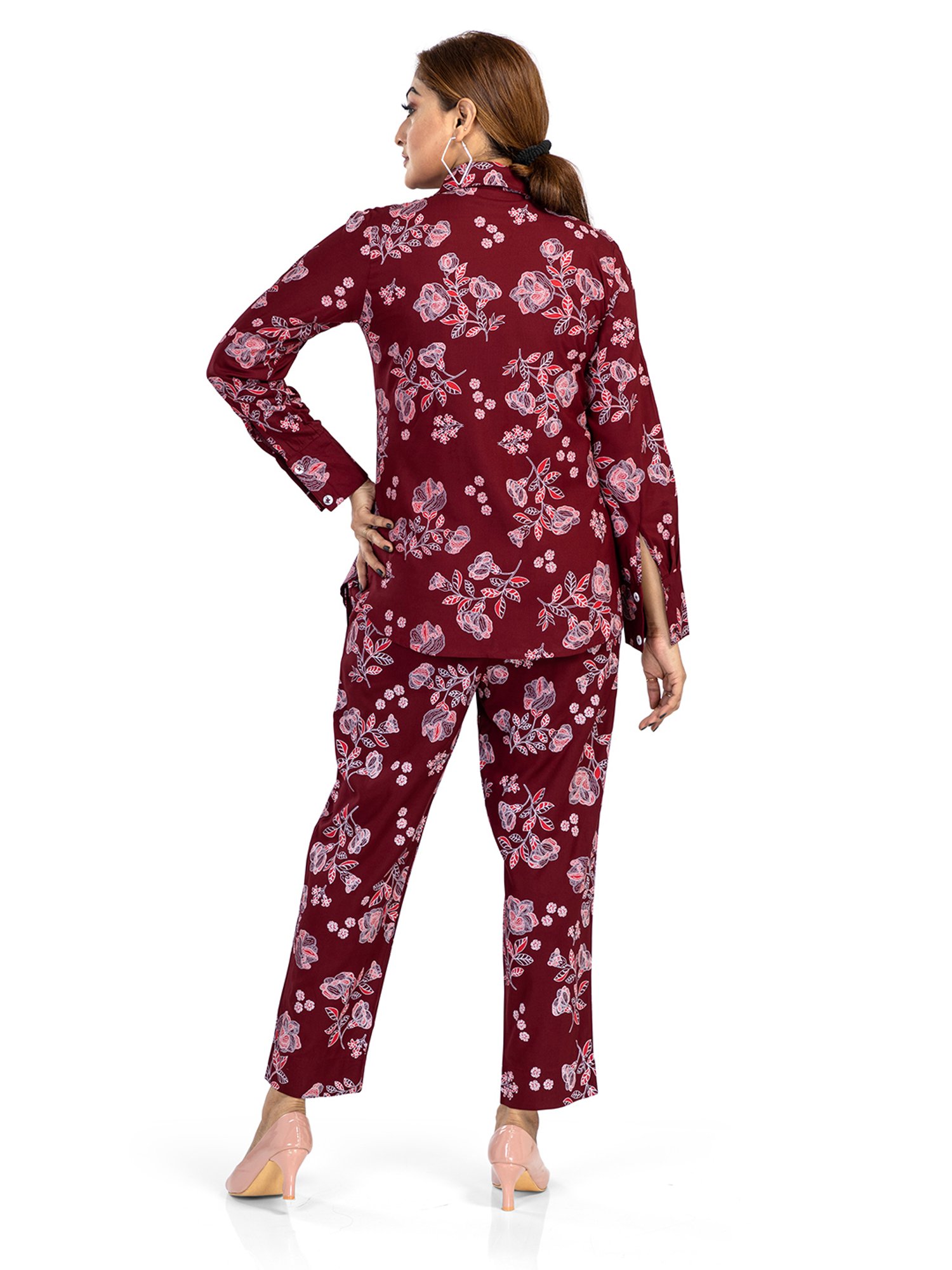 Nino Bambino Maroon Printed Shirt With Pants