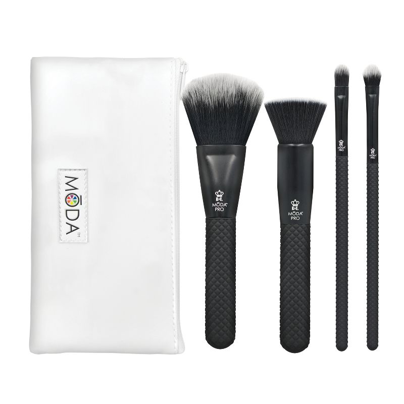 MODA Brush Pro 5pc Complete Black Makeup Brush Set with Zip Case