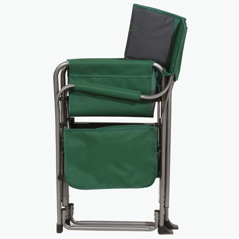 Kamp-Rite KAMPCC113 Director's Chair Outdoor Furniture Camping Folding Sports Chair with Side Table, Cup Holder, and 12 Can Ice Cooler, Green/Gray