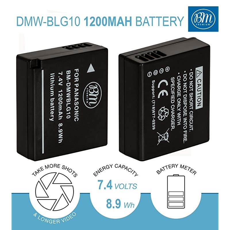 2Pack of DMWBLG10 Batteries and Charger for Panasonic Lumix DCG100 DCZS80 DCGX9 DCLX100 II DCZS200 DCZS70 DMCGX80 DMCGX85 DMCZS60 DMCZS100 DMCGF6 DMCGX7K DMCLX100K Camera