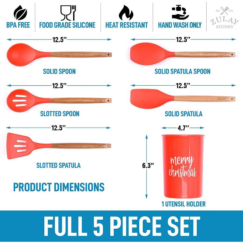 Zulay Kitchen Silicone Spatula - Christmas Red