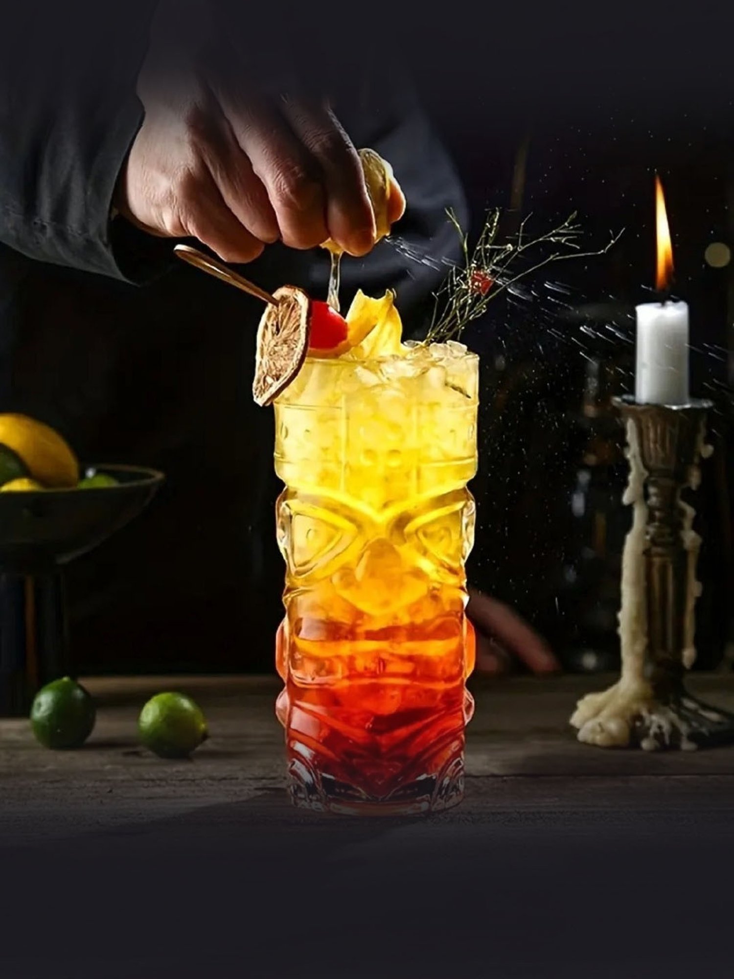 Melbify Tiki Hawaiian Style Transparent Cocktail Glasses 350ml - Set of 6