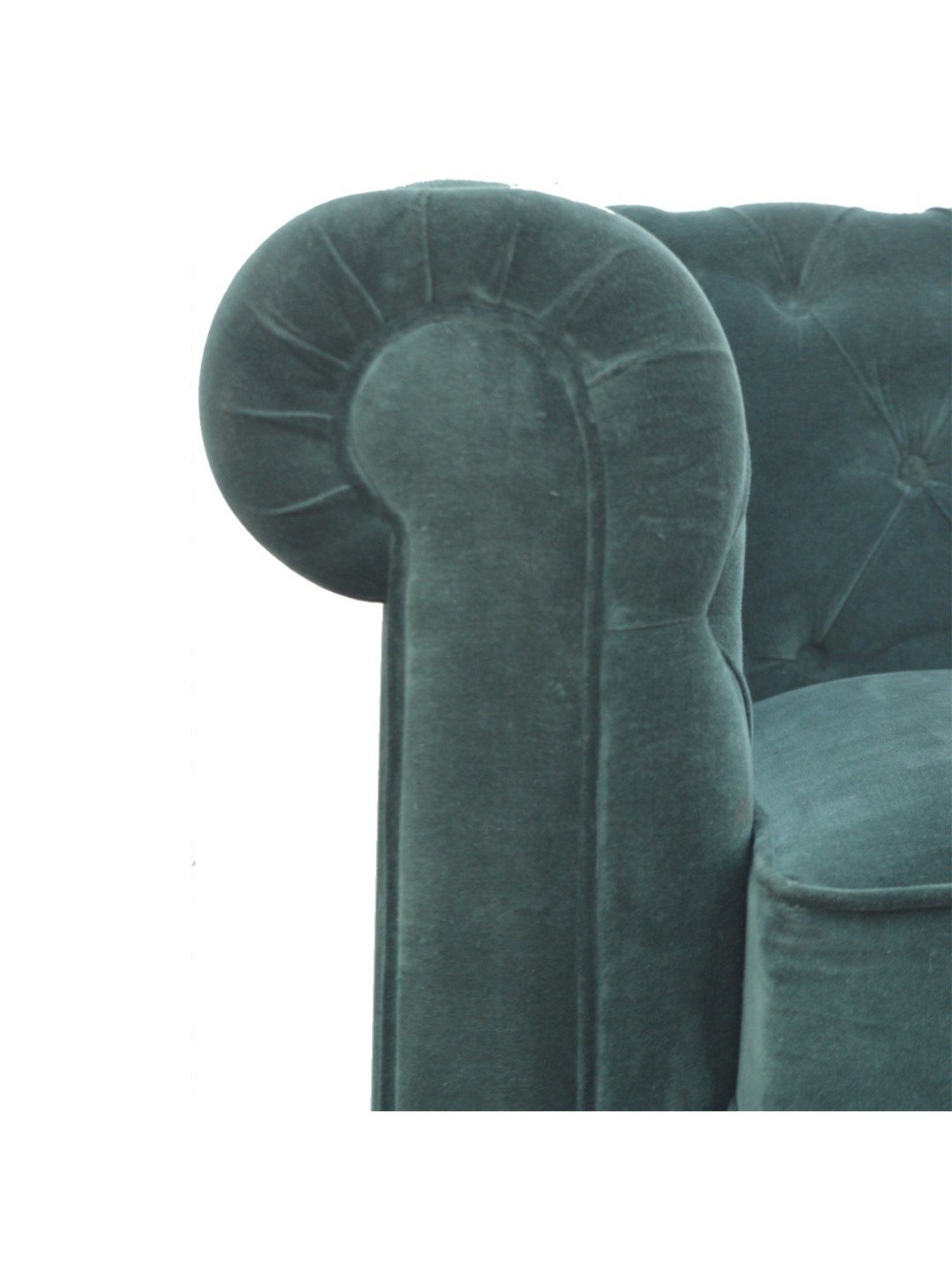 Artisan Furniture Chesterfield Quilted Green Wood 2 Seater Sofa