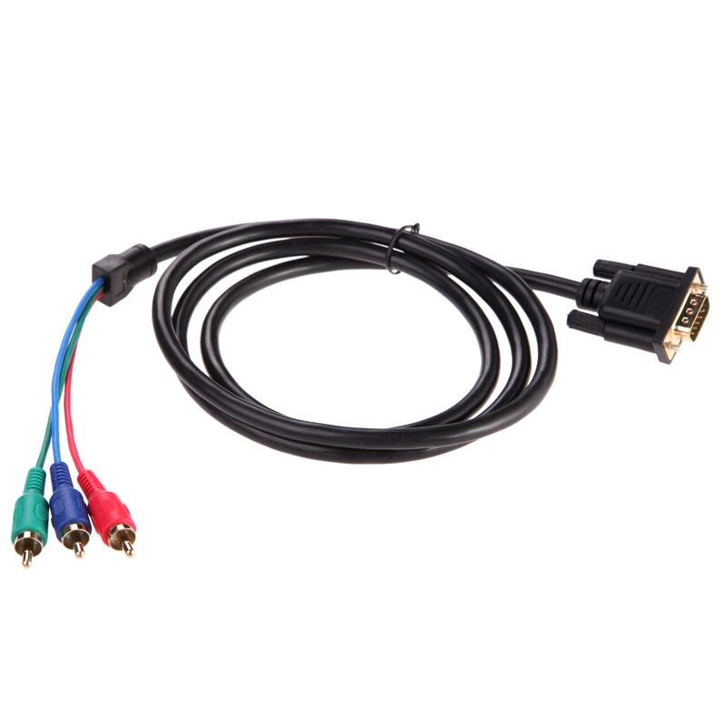 1.5m 5Ft VGA to TV 3 RCA Component AV Adapter Cable for PC Laptop