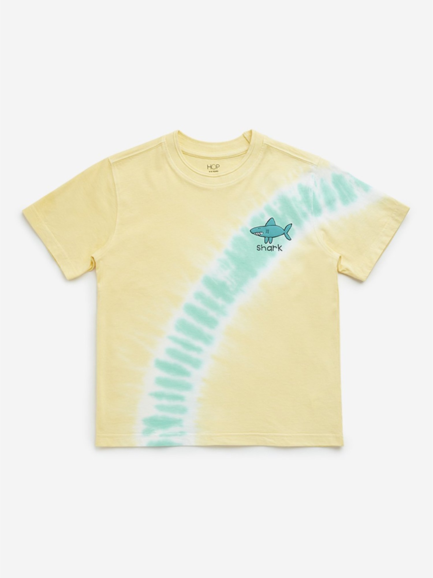 HOP Kids by Westside Yellow Tie-Dye Printed Cotton T-Shirt