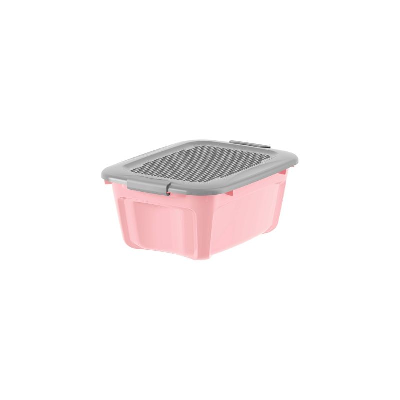 Bella Storage Build & Store 12qt Small Latching Tote Pink/Gray