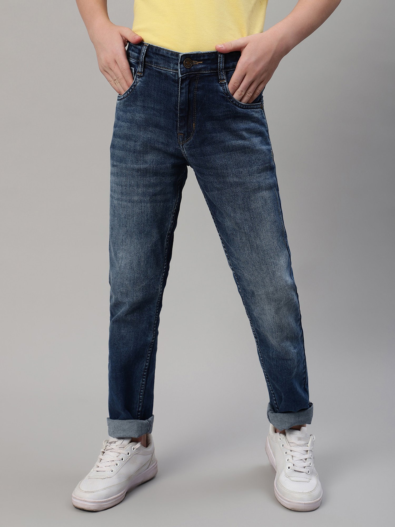 Cantabil Boys Blue Solid Jeans
