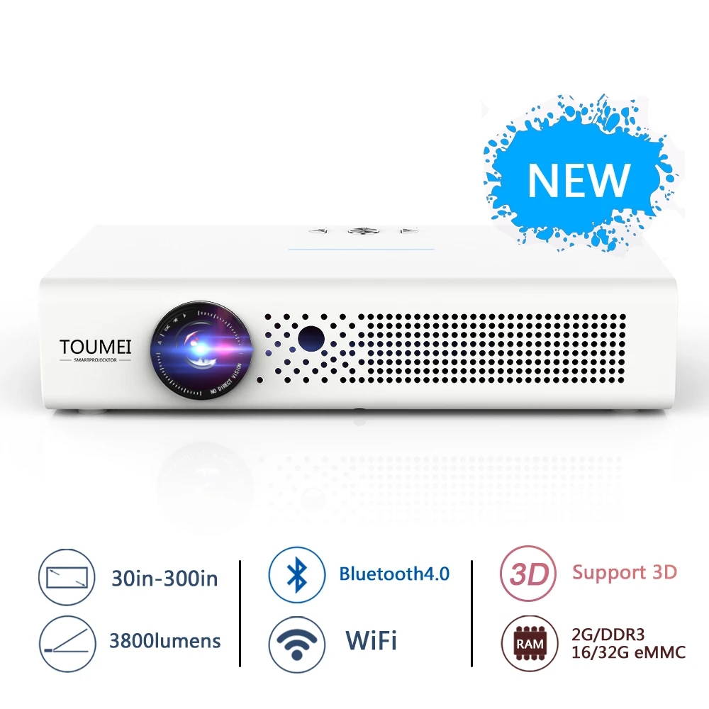 TOUMEI V6 4K HD Projector 4000Lumens Home Small Portable Full HD Wireless Intelligent 3D Home Theater Projector