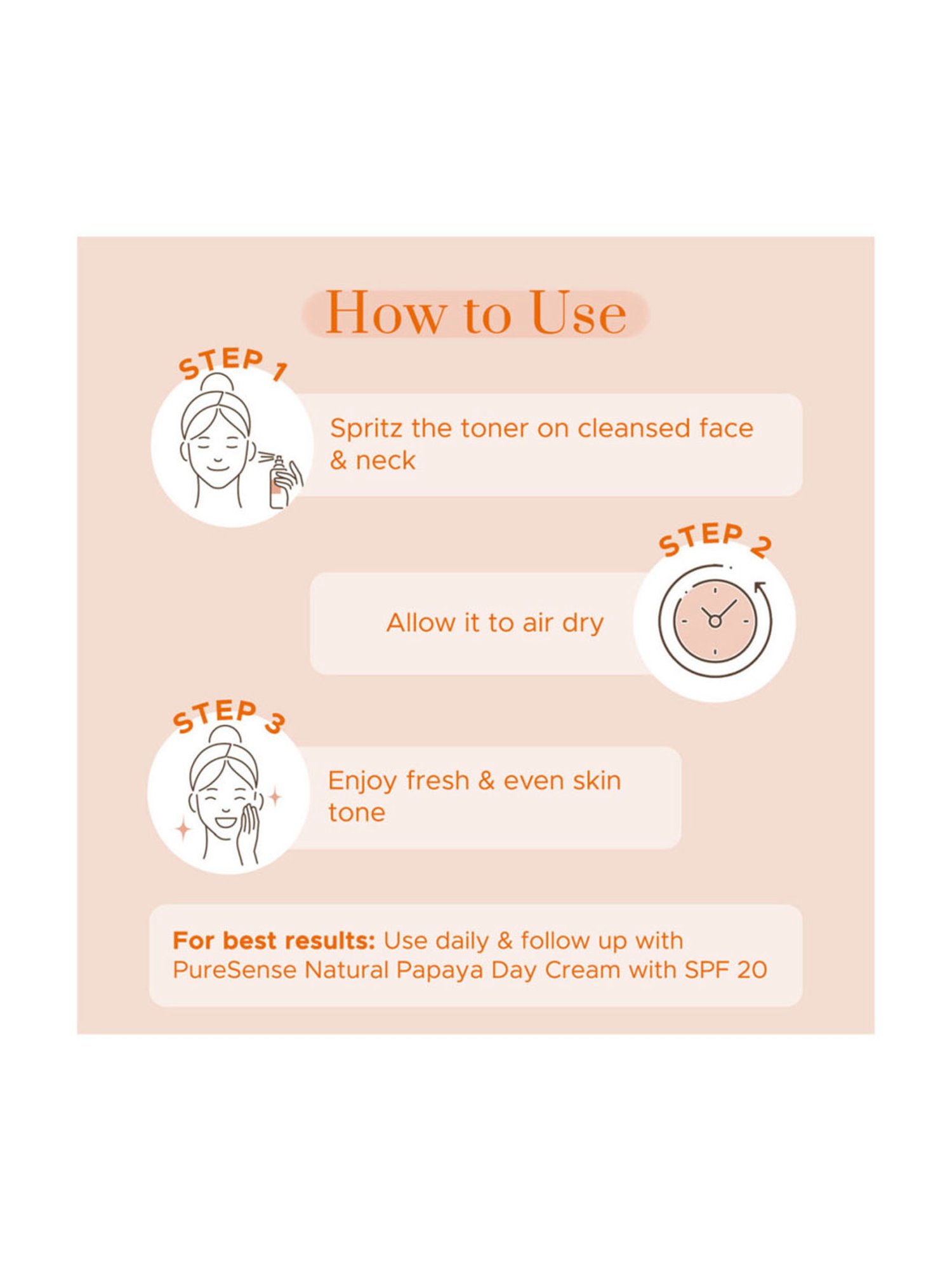 Pure Sense Natural Papaya Face Toner with Rose Water & Kakadu Plum - 100 ml