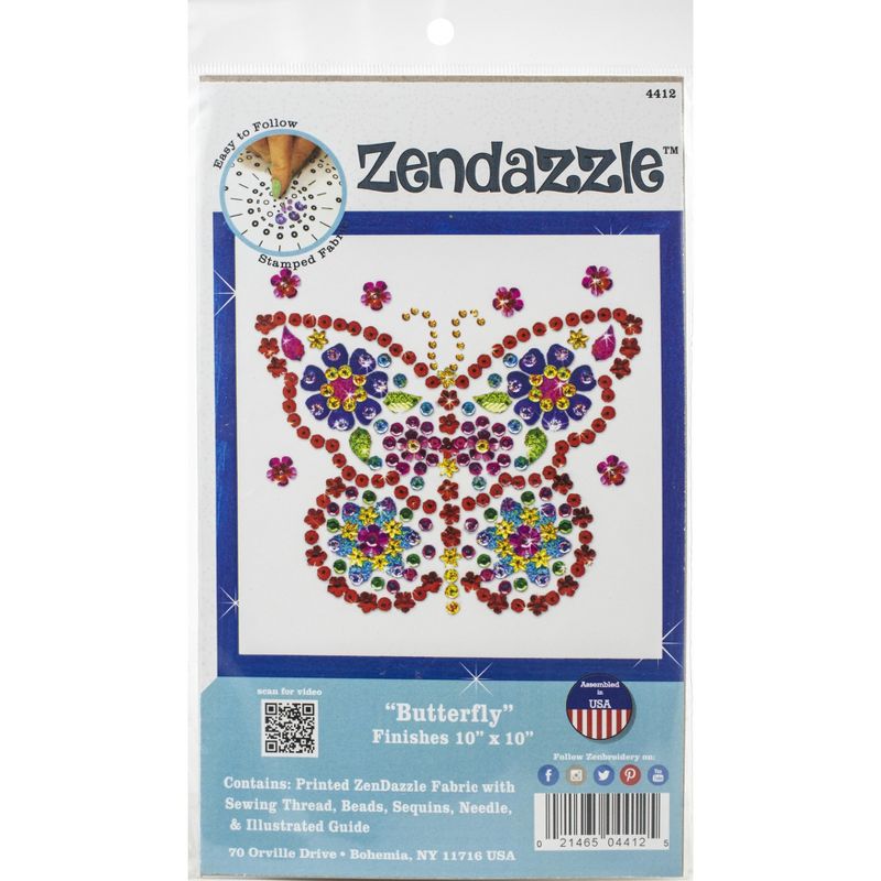 Design Works/Zendazzle Stamped Needleart Kit 10"X10"-Butterfly