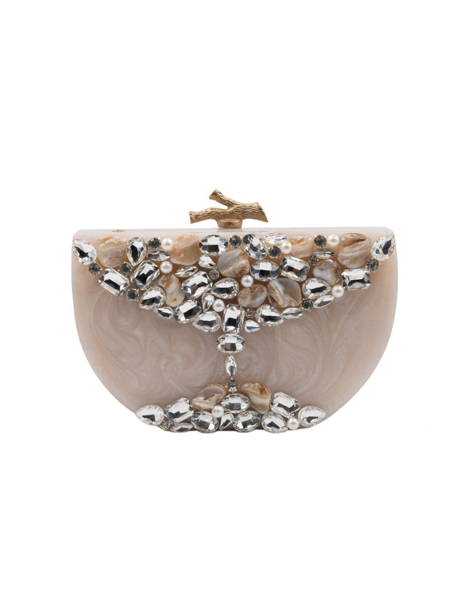 Sugarcrush Beige Luxury Studded Small Clutch