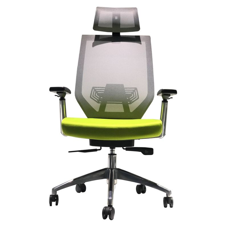 Adjustable Headrest Ergonomic Office Swivel Chair with Padded Seat and Casters Green/Gray - The Urban Port