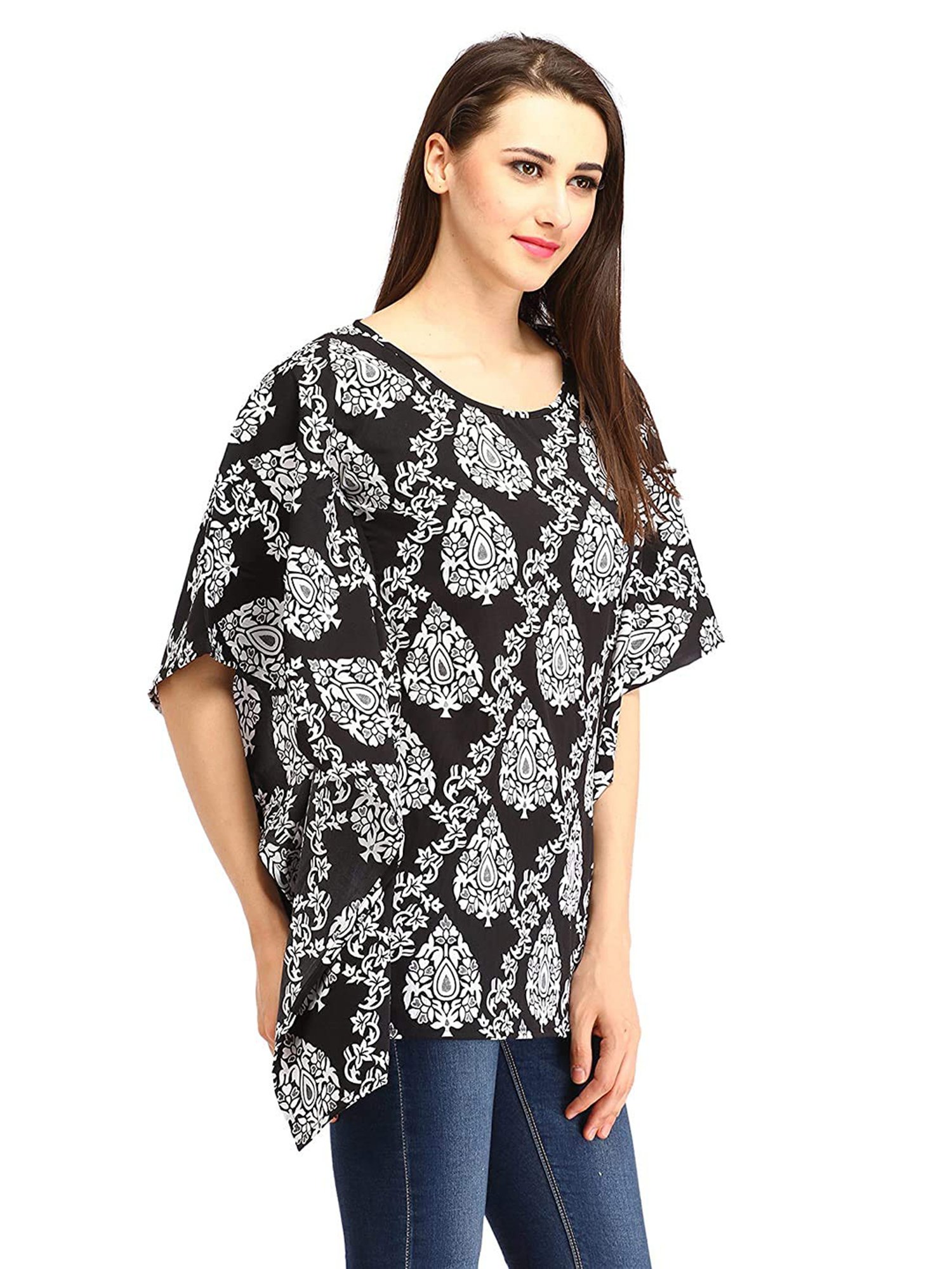 Cottinfab Black & White Printed Kaftan