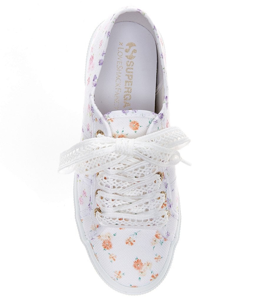 Superga x LoveShackFancy 2750 Flower Mix Eyelet Lace Floral Print Canvas Sneakers