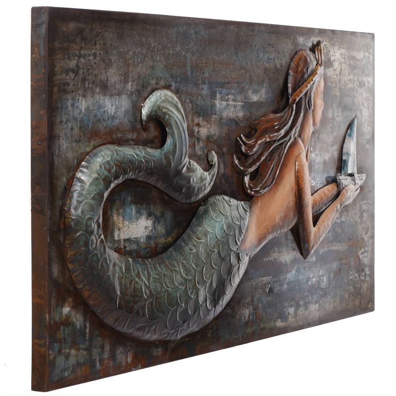 47" Three Dimensional Mermaid Handmade Decorative Wall Art - StyleCraft