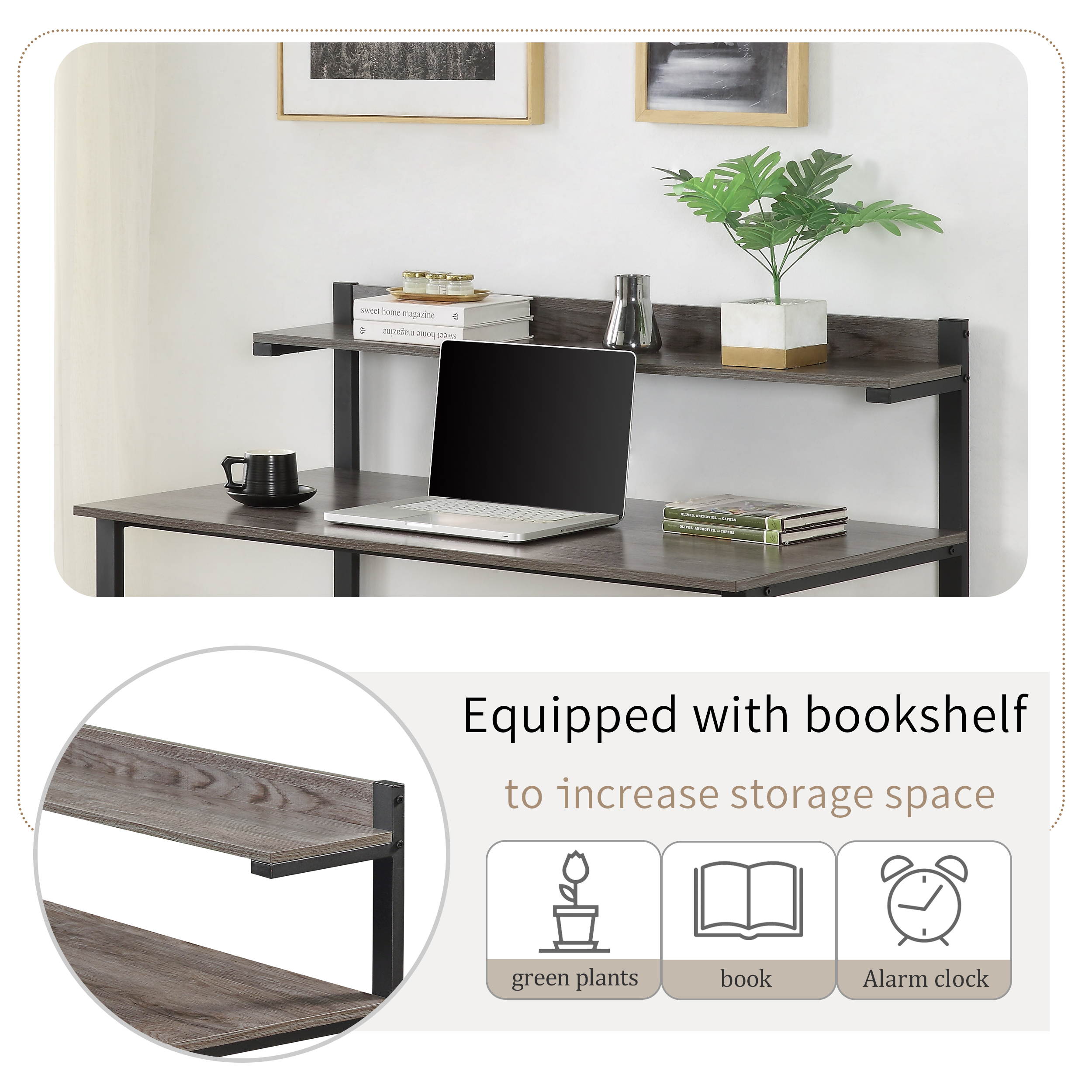 Home Office Computer Desk Morden Simple Style Study Table Gaming Desk with Storage Shelves