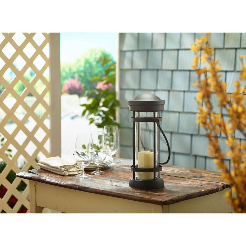 16" Revere LED Candle Outdoor Lantern Brown - Smart Living