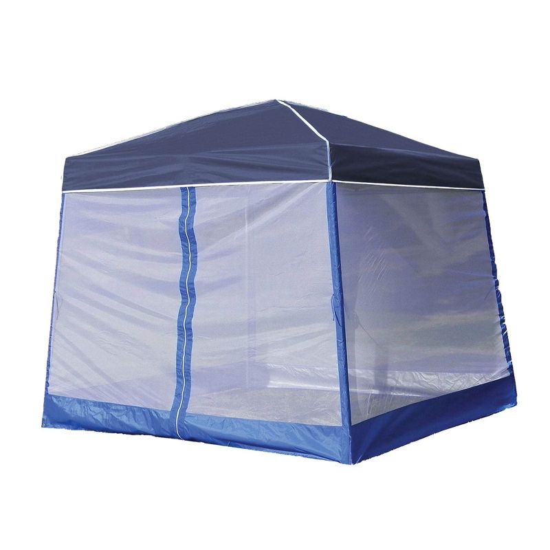Z-Shade 10' x 10' Angled Leg Instant Navy Blue Canopy with Screen and Weights