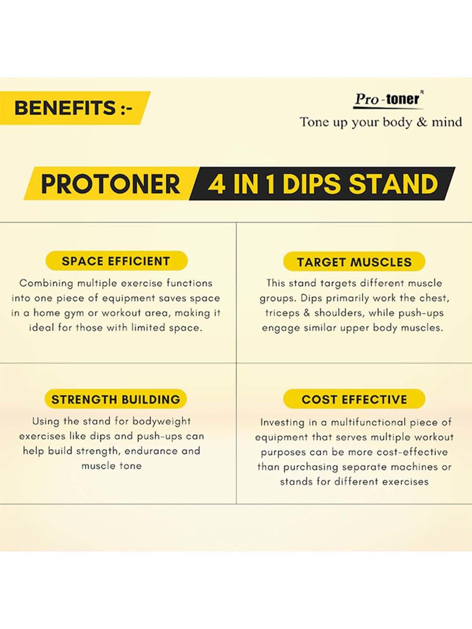 Protoner 4 in 1 Multipurpose Weight Rack (Black) Size - 25x61x20