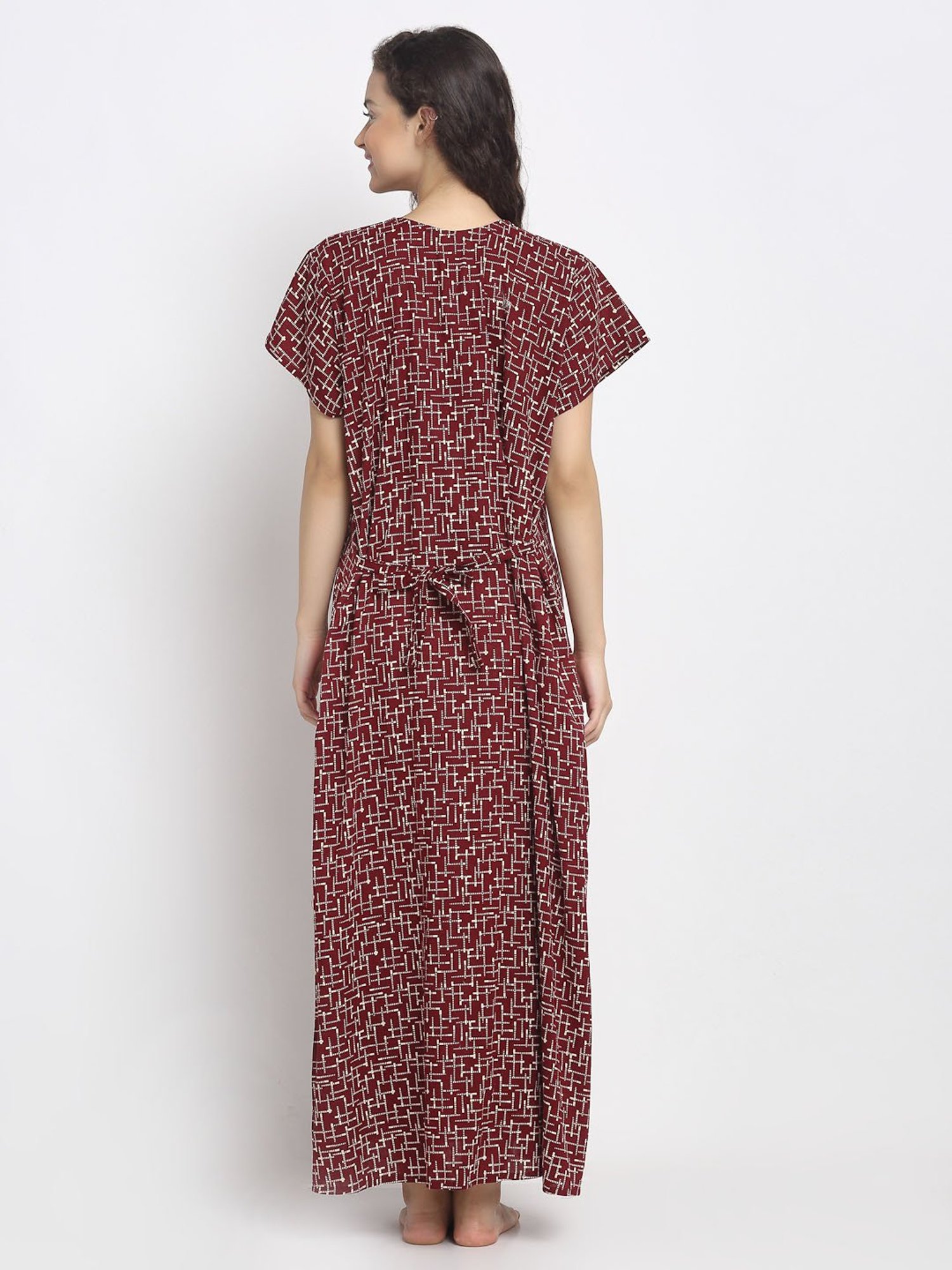 Secret Wish Maroon Printed Nighty