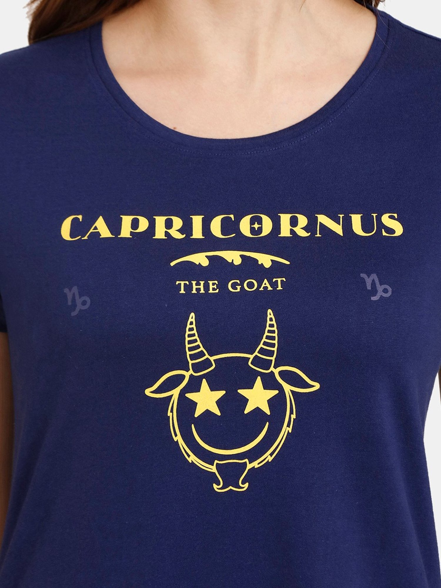 Rosaline by Zivame Dark Blue Printed T-Shirt