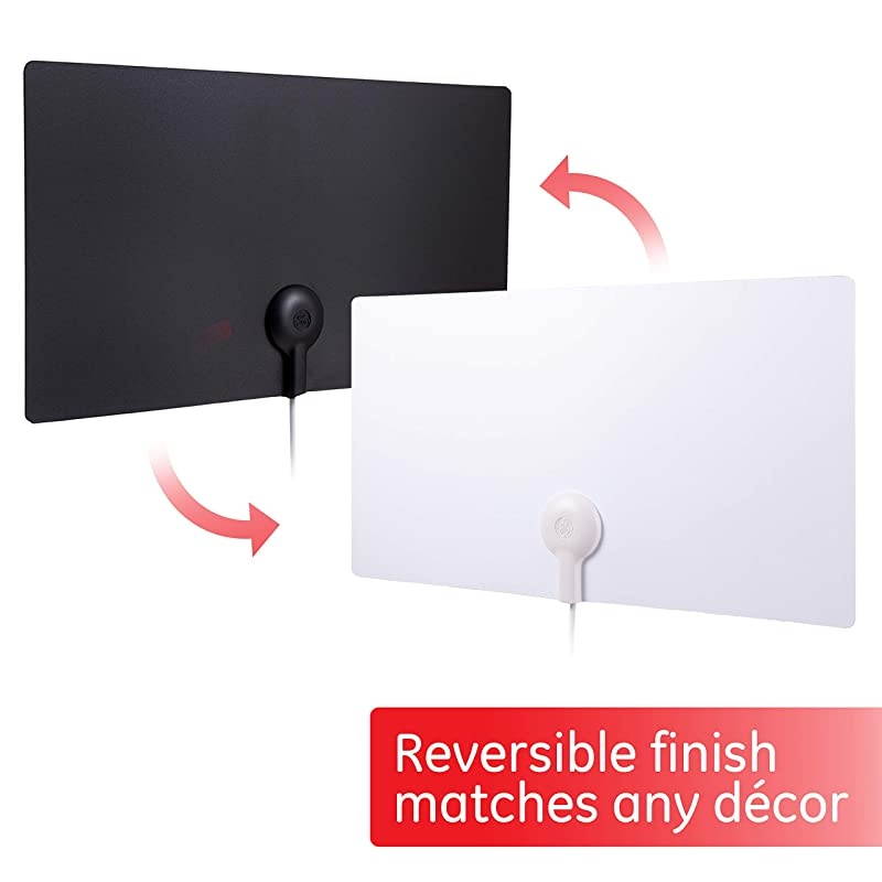Ultra Ed Indoor TV Antenna, Slim Home Decor Reversible Black White, 4K 1080P VHF UHF, Long Ran Antenna, Digital, HDTV Antenna, Smart TV Compatible, 6Ft Coaxial Cable, 11264