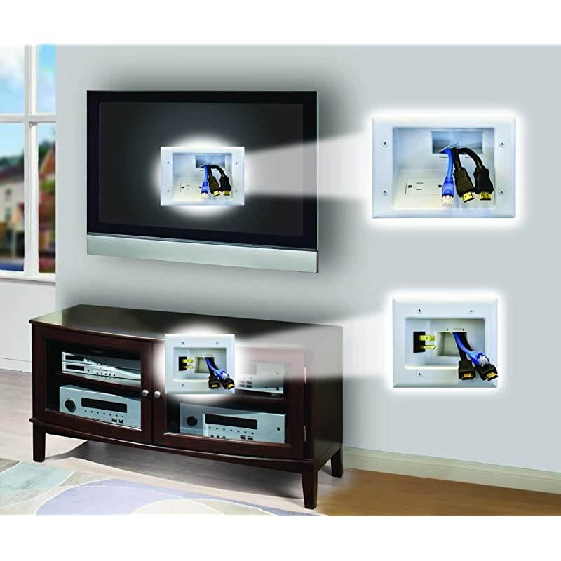 Electronics 50-8823-WH-KIT Flat Panel TV Cable Organizer Kit with Duplex Surge Power Solution