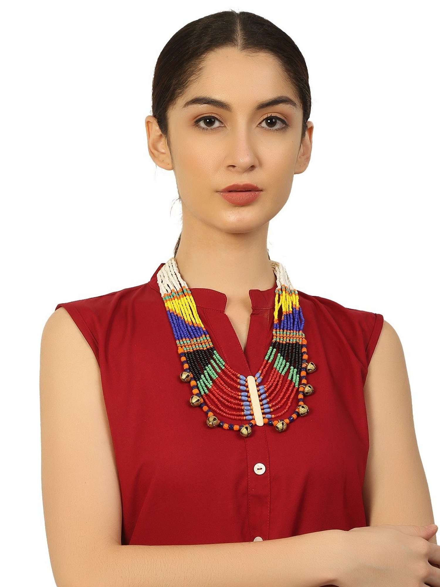 Imli Street Multicolour Long Beaded Handcrafted Tribal Necklace