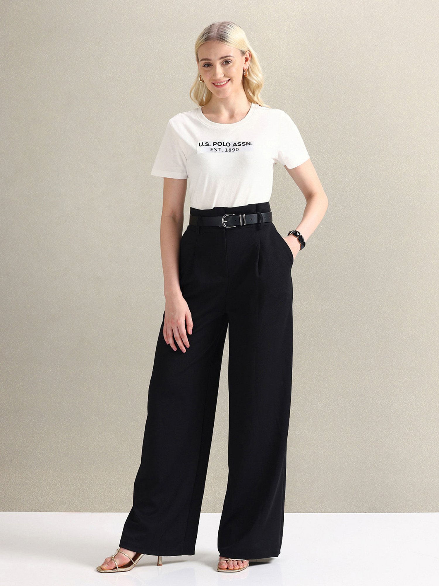 U.S. Polo Assn. White Cotton Graphic Print T-Shirt