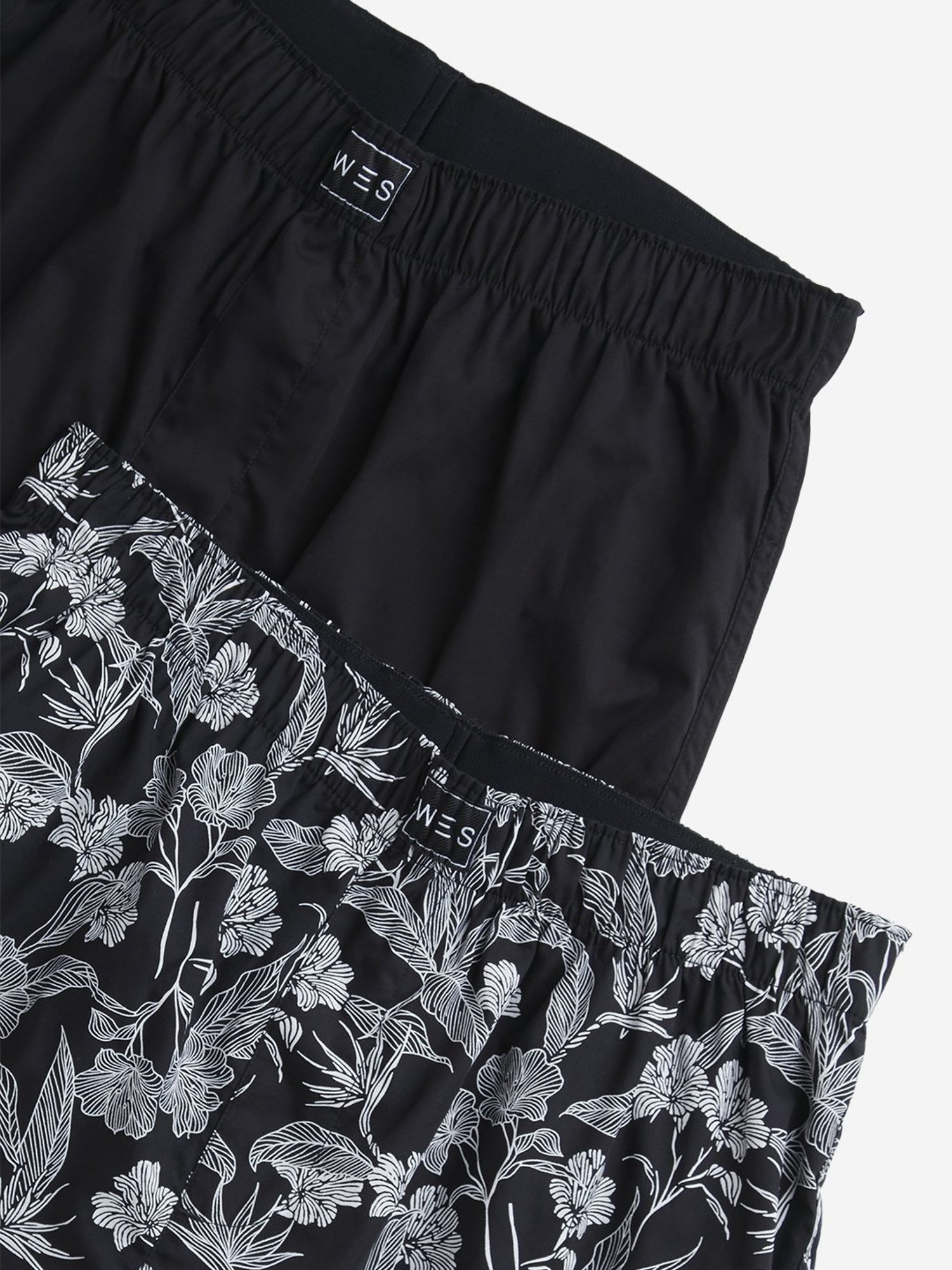 WES Lounge by Westside Black Floral Printed Cotton Boxers - Pack of 2