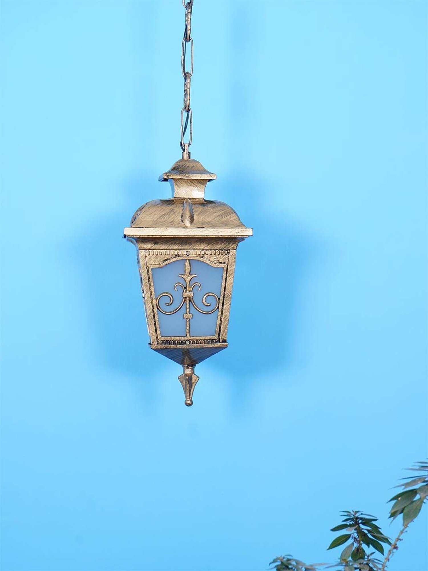 Fos Lighting 'Londonderry' Antique Gold Aluminium Outdoor Hanging Pendant Light - Set of 1