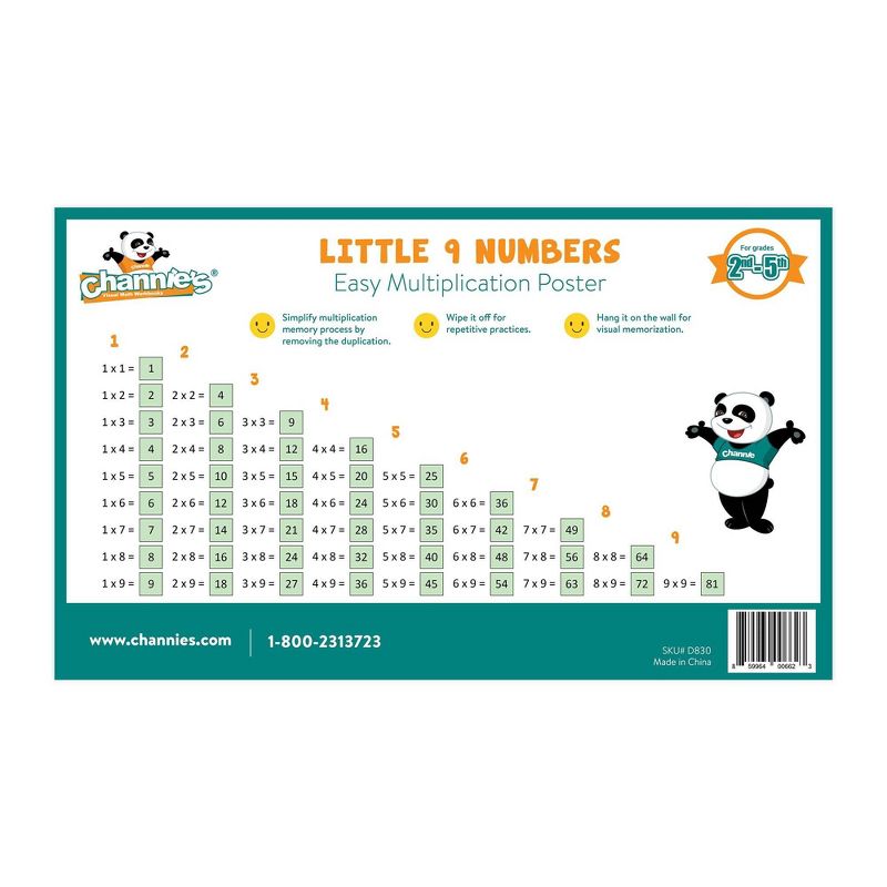 One Page A Day Single Digit Multiplication Workbook and Dry Erase Poster Math Kit - Channie's