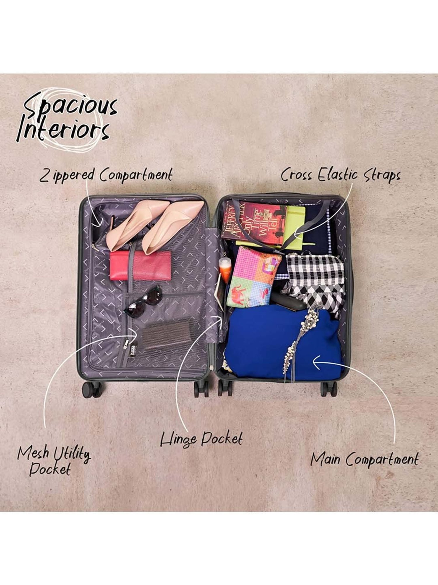 Nasher Miles Lisbon Polypropylene Black Hardsided Luggage Set (NM 10312 Lisbon Black S2-24-28)