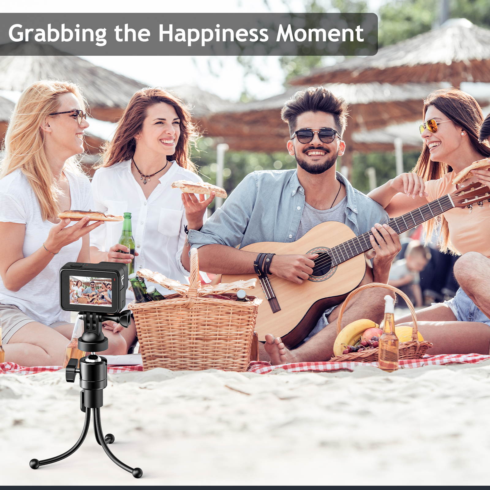 Amada Webcam Stand, Portable and Flexible Phone Tripod for Video Recording, Compatible with iPhone Gopro and All Sports Camera, Perfect for Selfies, Vlogging, Streaming, Photography