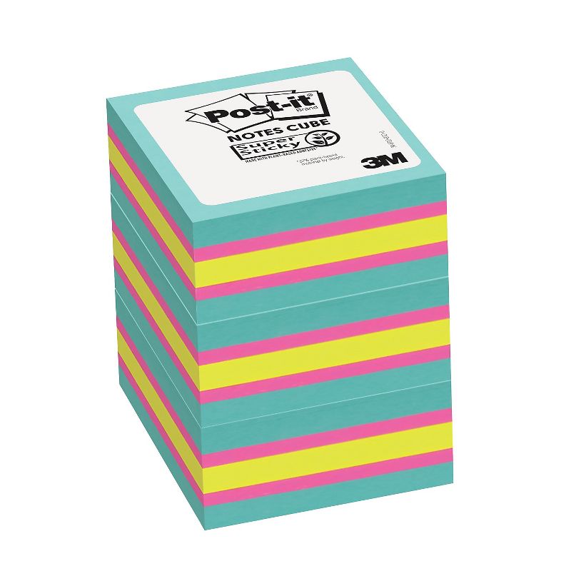 Post-it Super Sticky Notes Cube, 3 x 3, Bright 2027SSAFG-3PK