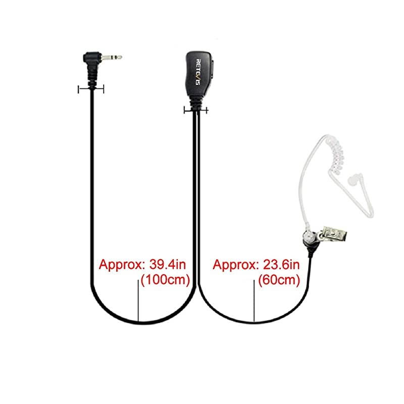 RT45 1 Pin 25mm Walkie Talkie Earpiece with Mic Covert Air Tube Headset for Motorola T6300 T280 SX700  RT45 2 Way Radios 10 Pack