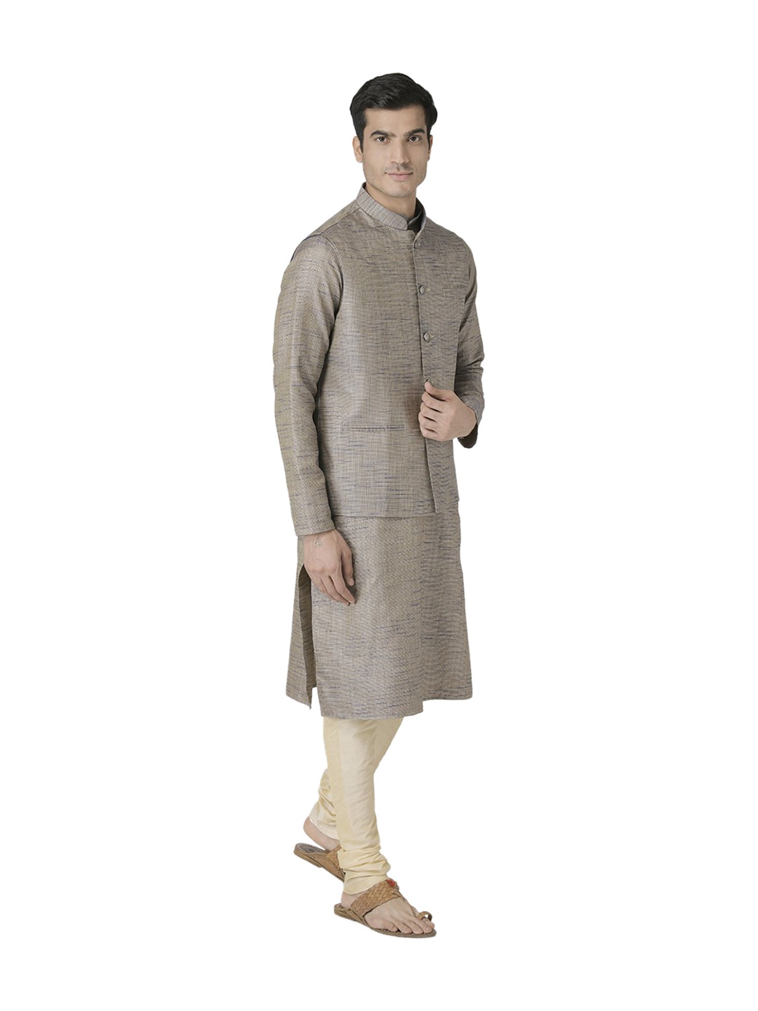 Tabard Grey Regular Fit Full Sleeves Suit