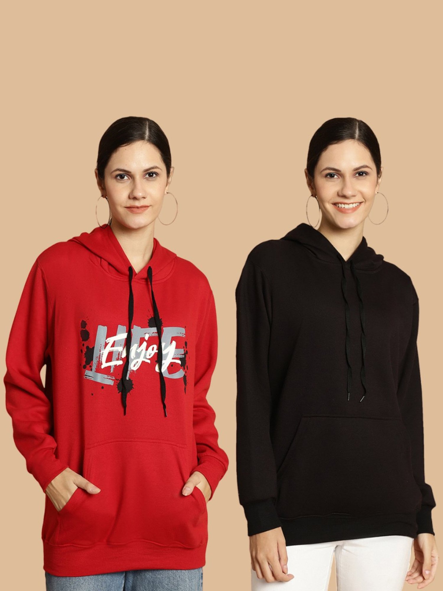 Vimal Jonney Maroon & Black Printed Sweatshirt - Pack Of 2