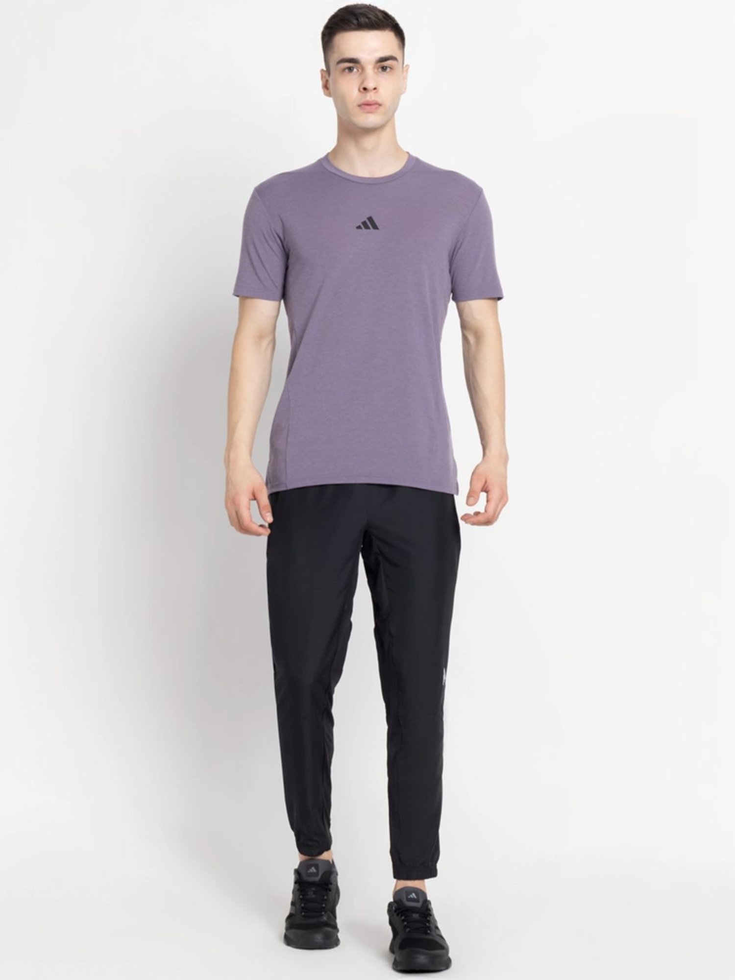 Adidas Purple Slim Fit Printed Sports T-Shirt