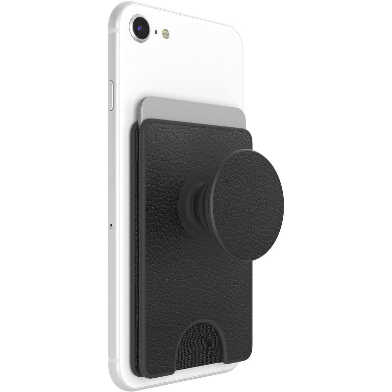 PopSockets PopWallet+ (with PopGrip Cell Phone Grip & Stand) - Black Vegan Leather